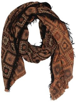 Leslii Schal Kachel-Muster Muster-Schal Fransen-Schal gemustert (Orange)