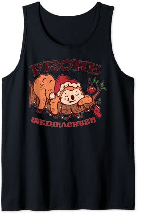 Frohe Weihnachten Utensilien Santa Claus Hut Faultier Tank Top