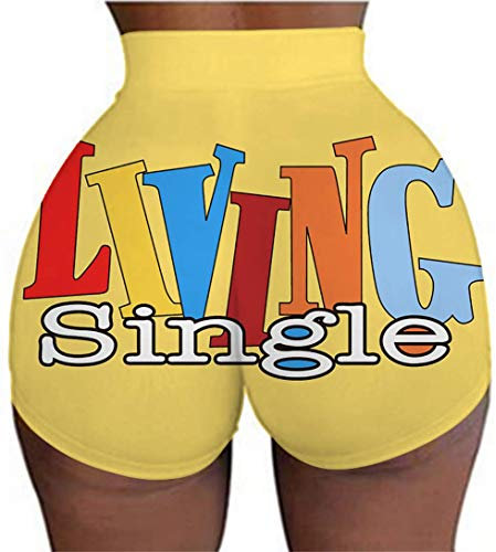 Damen 3D Grafik Booty Workout Shorts Hohe Taille Yoga Ahtletic Biker Shorts Hot Pants, Living Single, X-Groß
