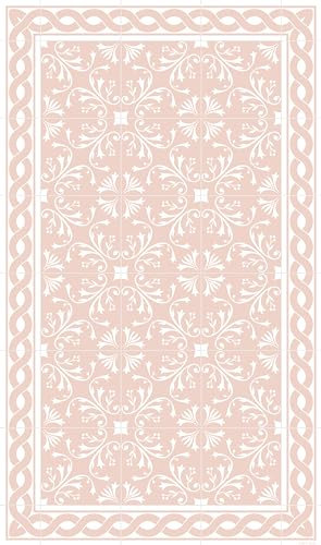 DobleUve Estudio Tapis Vinyle 37 | Rose | 65x110 cm | Tapis Cuisine | Tapis de Salon Antidérapant Antifongique Ignifuge | Tapis Enfants | Tapis Bain PVC | Tapis PVC