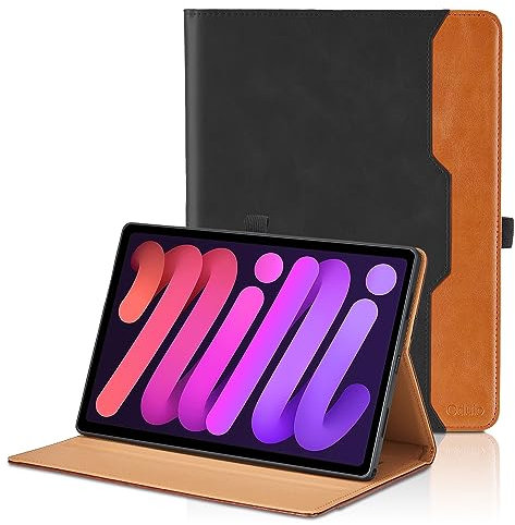 Coque pour iPad Mini A17 Pro/iPad Mini 7 2024 / iPad Mini 6 2021 8,3 Pouces PU Cuir Cover Tablette Housse de Protection Auto Réveil/Sommeil, Multi-Angle Étui avec Poche pour iPad Mini 7th/6th -Noir