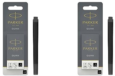 PARKER Tintenpatronen für Füller | lange Patronen | schwarze QUINK Tinte | 5 Stück (Blister-Packung) (Packung mit 2)