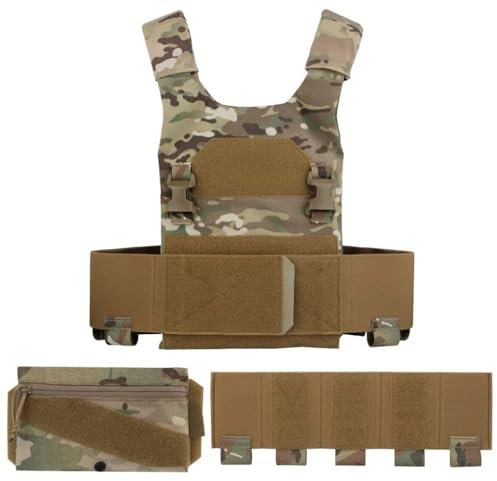 KLYso Tactical Lightweight Plate Carrier AC-1 Set With Candy Pouch Elastic Magazine Bag Low-profile Minimalist Hunting Vest Airsoft (Color : CP)