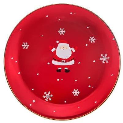 Karaca New Year Christmas New Generation Bone Golden Line Dinner Plate, 27cm, Red Multi