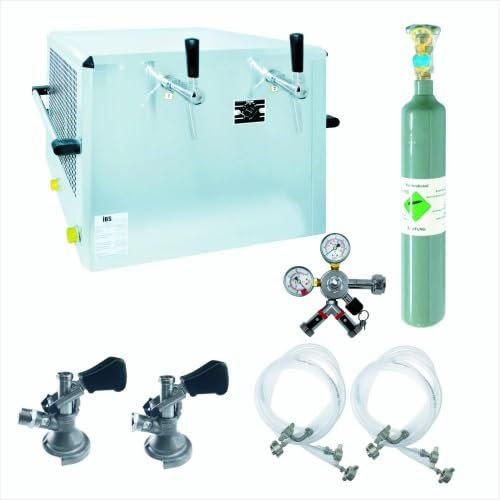 Bierzapfanlage 80 l/h, komplett Set für 2 Bierfässer, Flach-Zapfkopf Typ A, 0,5kg CO2 Flasche
