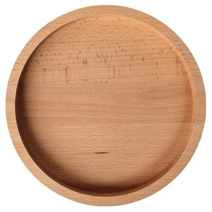 efo Wooden Round Candle Plate - Accessory Tray – Table Centrepiece Decorative Tray - Desktop Organizer for Office Supplies - Serving Platters for Parties – Home Decor Accessories - fi 20cm