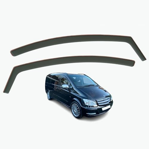 AirFlux: Set mit 2 Windabweisern, kompatibel mit Mercedes Benz Vito Viano W639 2004-2013, Modern, dunkel getönt, Selbstklebend, Auto