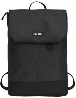 Ela Mo Daypack Rucksack Damen - Schön u. Durchdacht - Daypack mit Laptopfach & Anti Diebstahl Tasche für Ausflüge, Uni, Schule u. Büro (Black Reflective)