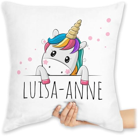 Kissen 40x40 Zierkissen - Einhörner - Geschenk Einhorn Süß - 40 x 40 cm - Weiß - einhornkissen Unicorn unicorno Einhorn-Kissen Unicorns kuschelkissen einhörnern mädchen personalisierter