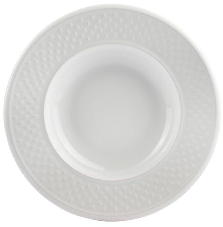 Assiette creuse Faïence Gamme GRAIN DE RIZ Ø 22.5 cm Coloris Blanc Décor Grain de riz