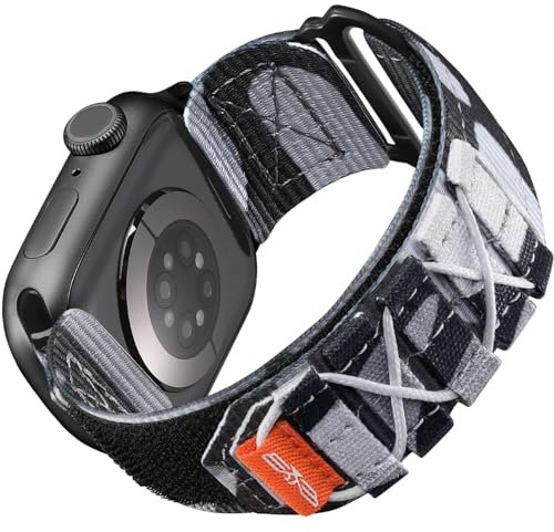 Bandletic Compatibles con Correas Apple Watch 45mm 44mm 42mm, Pulsera Deportiva Resistente, Correa de Nylon Suave para iWatch Serie 9 8 7 6 5 4 3 2 1 SE, L-Camuflaje
