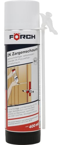 6x 2K-Zargenschaum gebrauchsfertiger, selbstexpandierender 2K-Polyurethan-Schnellschaum sehr emissionsarm: EMICODE®-EC 1 für Türen haftet auf allen Untergründen wie Holz, Beton, Stein, Putz usw.