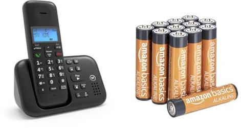 BT 3960 Cordless Landline House Phone with Nuisance Call Blocker & Amazon Basics AAA Alkaline Batteries, High-Performance (Triple A), 10-Year Shelf Life, 12-Pack