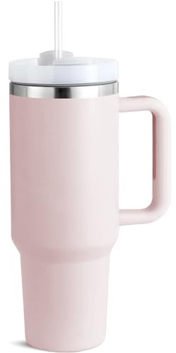 Taeku Mug Isotherme avec Anse, 1200ml Acier Inoxydable Gobelet Portable pour Voiture Tasses 40oz Gobelet à Café pour Boisson Chaude Glacée (Rose)
