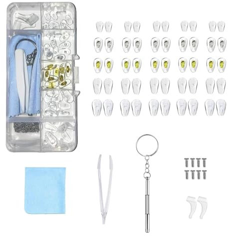 Comprehensive Eyeglass Repair Kit - Includes 50PCS Screws, 50PCS Nose Pads, & Precision Screwdrivers for Quick Fixes