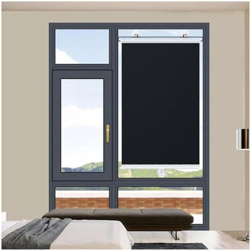 Tende a Rullo Oscuranti Con Ventose, Persiane Oscuranti Senza Foratura, Tenda Avvolgibile Parasole a Scomparsa 40x125/65x150cm, Tende a Rullo Per Finestre Sul Tetto,Black-68x200cm/27 * 79in