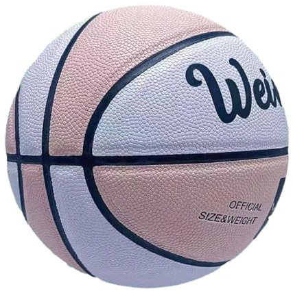 Guangcailun Entraînement antidérapant Jeu de Match de Basket-Ball et entraînement entraînement et Jeu de Match PVC adapté pour aux Joueurs de pour Tous Niveaux, Rose-Blanc