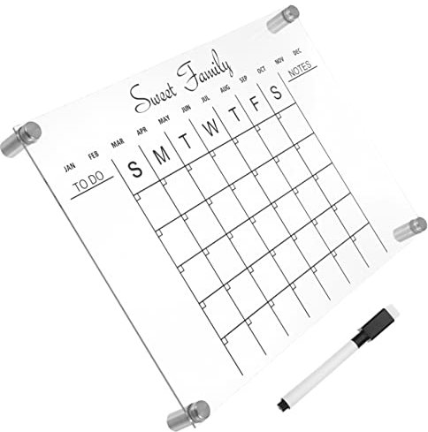 CAXUSD 1set Acrylic Clear Dry Erase Board Calendar for Fridge Weekly Planner Memo Board Lightweight Transparent Message Writing for Home Office Kitchen Use