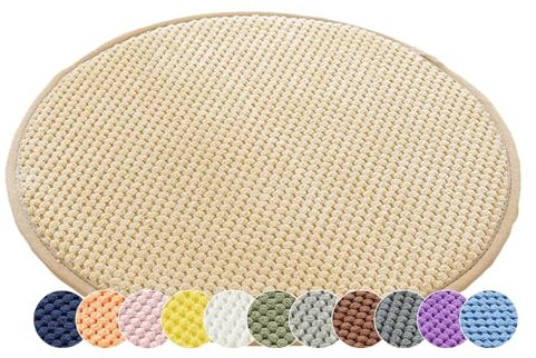 1/2er Set Rund Sitzkissen Kordsamt Rund Stuhlkissen Polster Auflage Kissen, Stuhlauflage rutschfest Sitzpolster für Haus & Garten Büro (Khaki,45x45cm (1er-Pack))