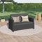 STEELSØN Gartenbank Elnath aus Polyrattan, Gartensofa für 2 Personen, Balkonmöbel 2er Sofa mit Polster wetterfest, Terrassenmöbel in schwarz/anthrazit 73x65x130 cm (HxTxB)