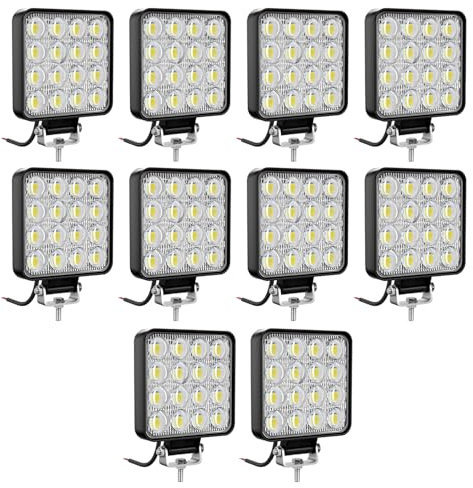 LED Arbeitsscheinwerfer 10PCS 72W Quadrat 3.3 Zoll scheinwerfer 12v 24V IP67 Wasserdicht Rückfahrscheinwerfer zusatzscheinwerfer auto für Bagger Traktoren Schlepper ATV Lkw