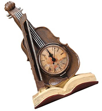 ABOOFAN Uhren Für Wohnzimmer Harz Violine Buch Tisch Einzigartige Schreibtisch Handwerk Ornament