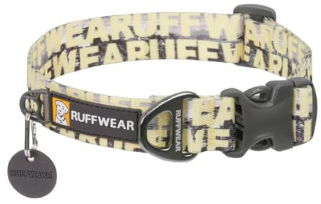 RUFFWEAR Front Range Hundehalsband für kleine Hunde, bequem und stabil mit seitlicher Schnalle und Gurtband zum Gassigehen mit dem Hund, Größe S (28–36 cm), Berge-Logo
