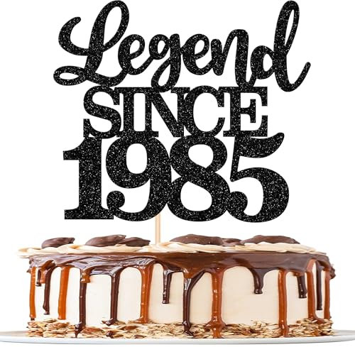 1 Stück Aufschrift Legend Since 1985 Tortenaufsatz 40 Kuchen Topper Glitter alles Gute zum 40. Geburtstag Kuchen Pick 40 Fabulous Tortendekorationen für Prost zum 40 Schwarz