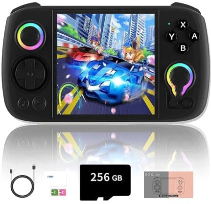 NULA RG Cube Retro - Consola de juegos portátil, con 8000 juegos, 8 + 128 G + 256 G con iluminación RGB, 3,95 pulgadas IPS Android Arcade Unisoc T820 procesador, compatible con batalla inalámbrica