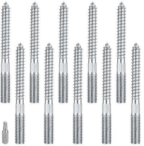 10 Pcs Vis Double Filetage, M10 Vis à Double Filetage, Boulons de Suspension Torx, Vis d'Assemblage, Vis a Bois Goujon Tige Filetée, Vis Cheville Beton à Double Extrémité de Fixation (M10x100mm)