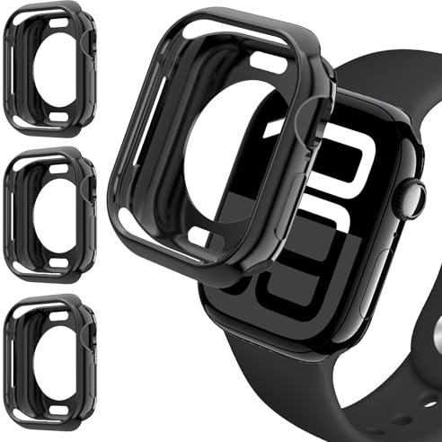 3 Piezas Suave TPU Protector Funda para Apple Watch 10 46mm 40mm 44mm 45mm 42mm 41mm iWatch Case,HD Transparente Fundas Protectora Hueca Funda para Apple Watch SE/2nd Case iWatch 10 9 8 7 6 5 4