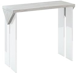 PROROOM FURNITURE - Trop - Konsolentisch 90x30 Höhe 75 cm - Schminktisch Schmal - Beistelltisch für Wohnzimmer - Ablagetisch - Flurtisch - Betonoptik/Weiß Hochglanz