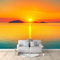Coucher De Soleil Mer Horizon Orange Papier Peint Panoramique Couleur Orange Peinture Murale Papier Peint 3D Fresque Salon Chambre, 250x175 cm
