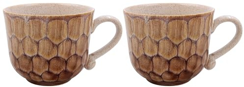 Lesser & Pavey Elemants Reactive Glaze Brown Mugs Set of 2 | Home & Kitchen, Newly Designed, Tea & Coffee, Mens, Birthday Gifts