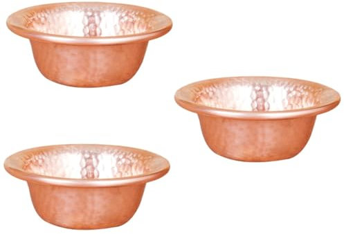 HOLIDYOYO 3pcs Holy Water Cup Altar Water Bowl Pedicure Bowl Buddha Serving Bowl Smudging Bowl Buddhist Altar Supplies Feng Shui Bowl Flatware Tray Decor Buddha Worship Bowl Golden Copper