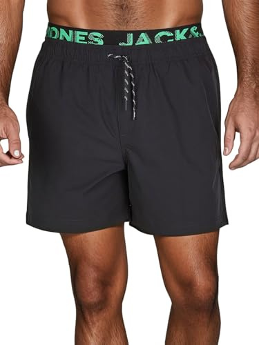 JACK & JONES Badehose Herren lang Badeshorts Doppelter Bund Maui JJSWIM Kurze Hosen Schwimmhose Shorts, Größe:L, Farbe:Andean Toucan (12281192)