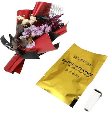 HAWILLOSCH Blumen Auto Lüftung Clip Mit Immortal Dry Bouquet Duftdekor Für Auto Büro Und Deko Accessoire Für Klimaanlage Mit Rosenstrauß Im Geschenkbox-design