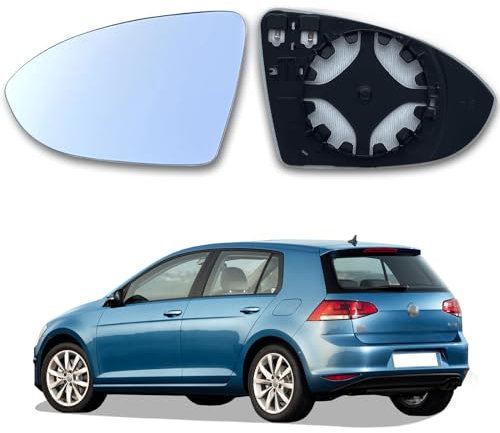AUTOWNLUX Spiegelglas Golf 7 Links Beheizbar Asphärisch Passend für Golf 7 Spiegelglas Links Fahrerseite Beheizbar Ersatzspiegelglas Außenspiegel Glas mit Trägerplatte