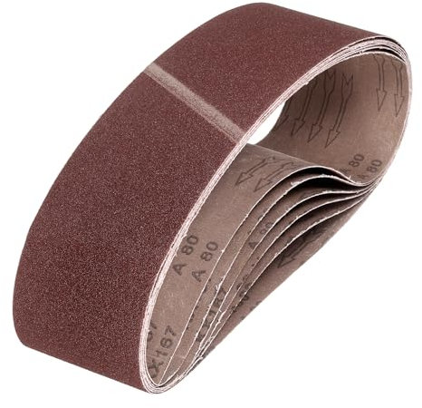 sourcing map 100mm x 915mm Sanding Belts, 2 Pcs 80 Grits Aluminum Oxide Abrasive Belt Sander File Belt for Woodworking, Metal Polishing, Knife Sharpener