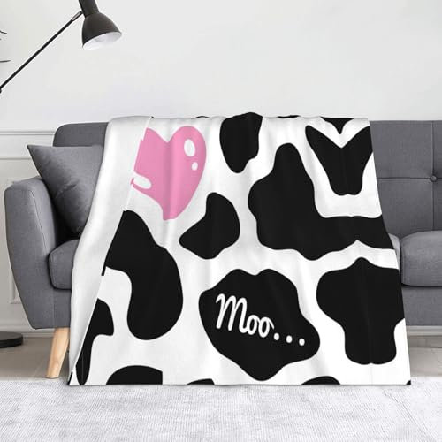 Manta ligera con estampado de vaca lechera negra y blanca de 50 x 60 pulgadas, manta ligera para camping y viajes