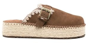 Mou Clogs aus Esparto-Plattform, braunes Wildleder, dekorative Schnalle, Sohle aus Jute, braun, 37 EU