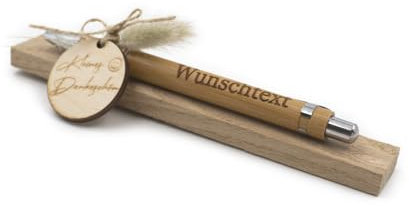 VmG-Store Holz Kugelschreiber als Geschenkidee zum Muttertag Mama Vatertag Geburtstag Papa Oma und Opa Arbeitskollege Freundin Freund (Mit Wunschname, 28 Kleines Dankeschön)
