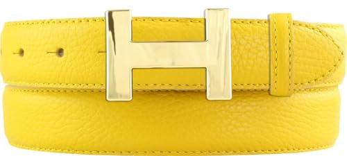 BELTINGER Damen-Gürtel HAILEY aus strukturiertem Leder 3 cm | Schmaler Ledergürtel für Damen 30mm | Gold glänzend | Gelb 85cm