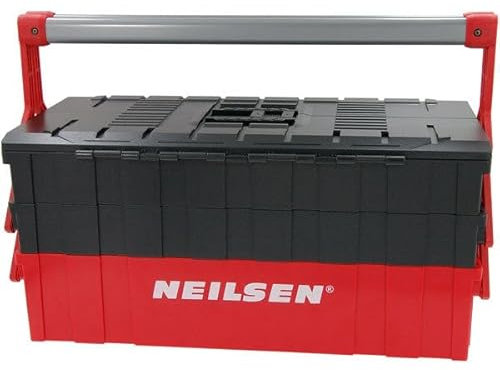 Neilsen CT6467-5 Tray Folding Cantilever Tool Box, Durable PP+PA Plastic with Iron Handle, 46.6 x 22.4 x 21.7cm, Organiser for Screwdrivers, Wrenches, and Tools