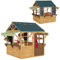 AIYAPLAY Cabane Enfant extérieur Pliable, Maison Enfant extérieure avec Porte, fenêtres, Stations de Service, auvents de Pluie, Tableaux Noirs, maisonnette de Jeu pour 3-8 Ans, 173x117x144cm, Jaune