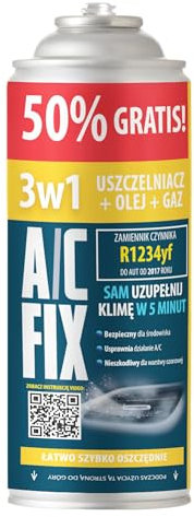 A/C FIX Recharge clim 3en1 R1234yf - 2x235 g - Climatisation - Climatiseur Voiture - Recharge climatisation Voiture - Gaz 3en1 R1234yf - Cartouche gaz - ECO - Recharge pour climatisation