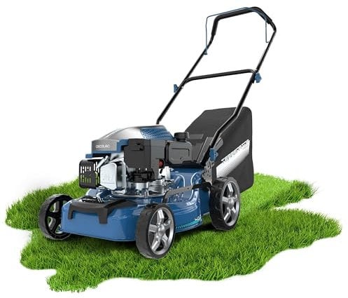 Cecotec Tagliaerba a Benzina Terrenator 2700.41 Total Z. Motore 144cc, 2,4kW e 3,2CV, Corpo Acciaio 41cm, Cambio Altezza Sistema Z-Tech, Taglio, Raccolta e Mulching, Ruote Posteriori XL