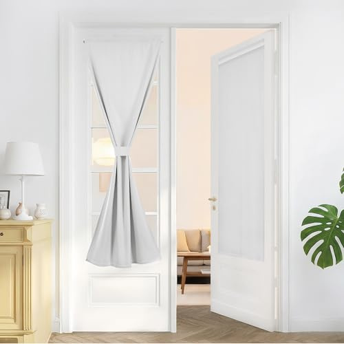 Deconovo Tende Oscuranti 100% con Tasca per Asta – Set di 2 Pannelli, Tende per Interni a Vetro Finestra, 70x120 cm, Bianco Sporco, per Cucina, Bagno, Camera e Ufficio