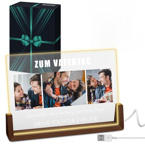 Maverton horizontales LED Acrylglas, mit Foto, Glasbild mit LED-Beleuchtung | Deko Nachtlicht, Hochzeitsgeschenke für Brautpaar, personalisierte Geschenke für Frauen und Männer zum Geburtstag