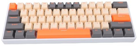 60% Gaming Keyboard, 61 Keys BT 2.4Ghz Wired Compact RGB Keyboard with Full Key Hot Swap, Portable, 3000mAh, for Laptop PC (Roseate) (Orange)